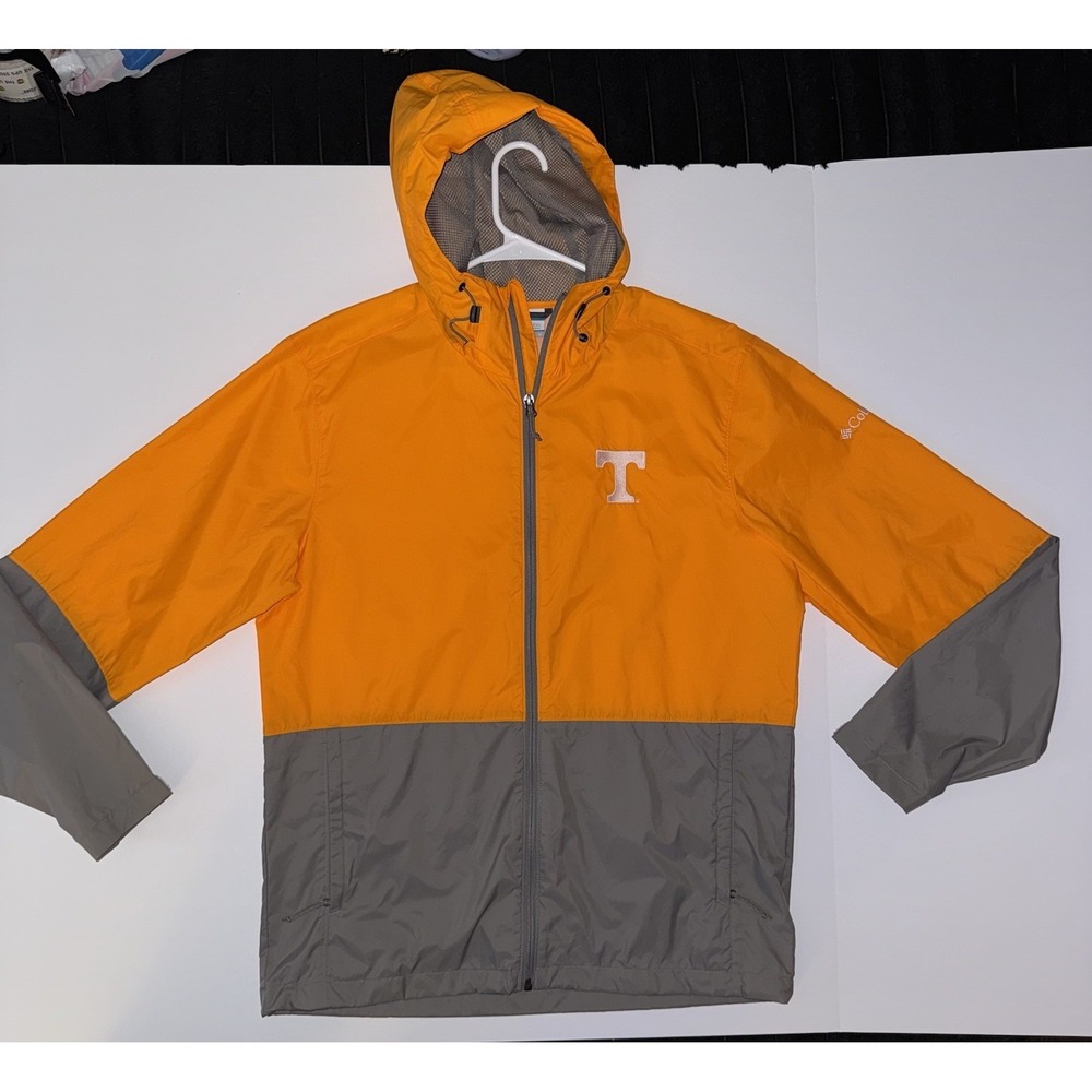 Men's Medium Columbia Tennessee Volunteers Rain Jacket Orange Gray